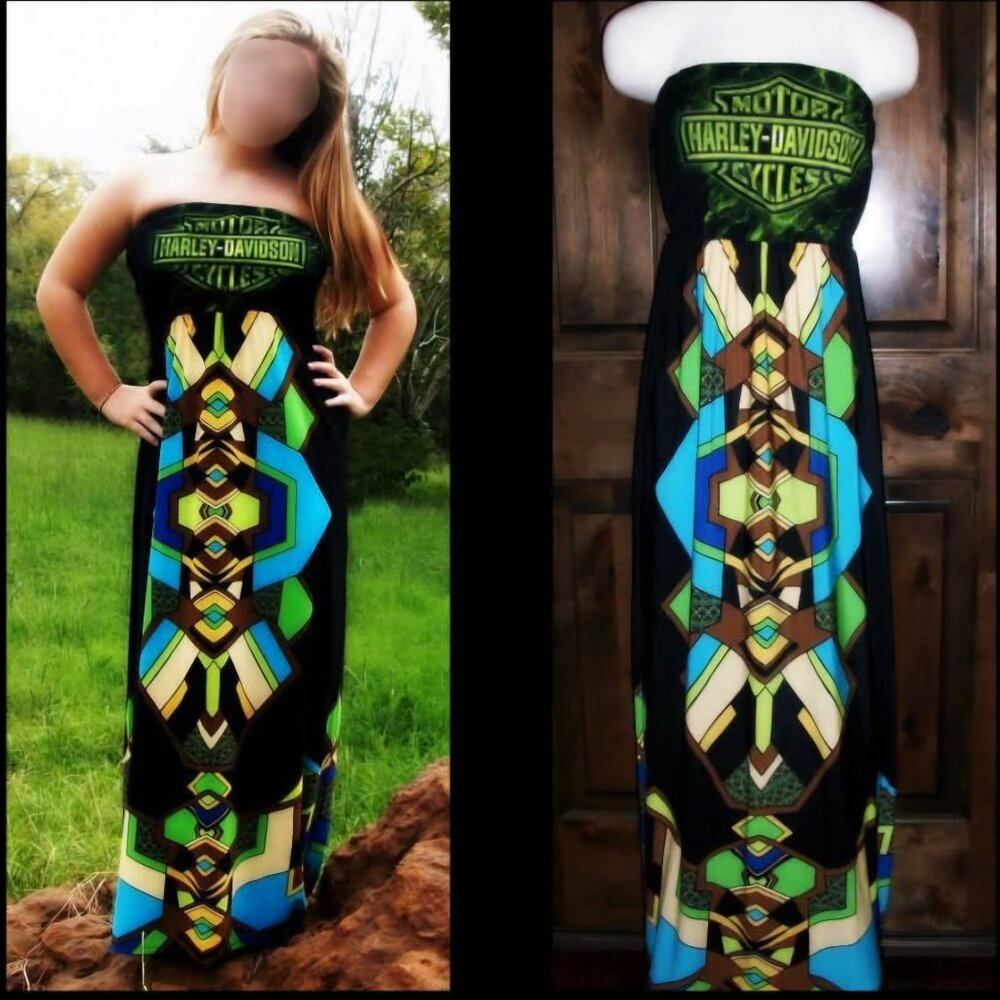 One-of-a-kind Harley Davison handmade maxi dress